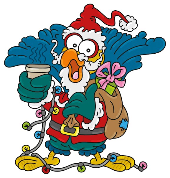 Maskottchen Siggi als Weihnachtsmann